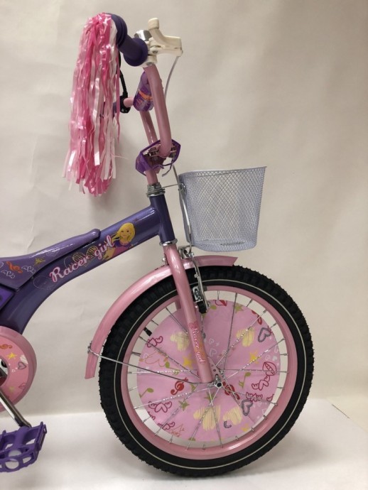 Велосипед дитячий двоколісний Racer-girl фіолетовий колеса 18''