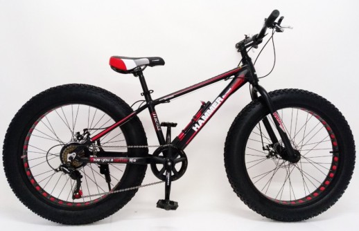 Велосипед "S800 HAMMER EXTRIME" Колёса 24’’х4,0. Алюминиевая рама 15’’ Чёрно-красный